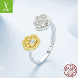 Silver Charm Original 18K Gold Plated Cute Claw Print Open Ring Asymmetric Design s925 Silver Ring Ring