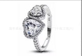 Panda Dora S925 Silver Ring with Pav&eacute; Set Sparkling Starlight Bow, Fashionable Elegant Women's Ring, Cuban Chain Pair Ring