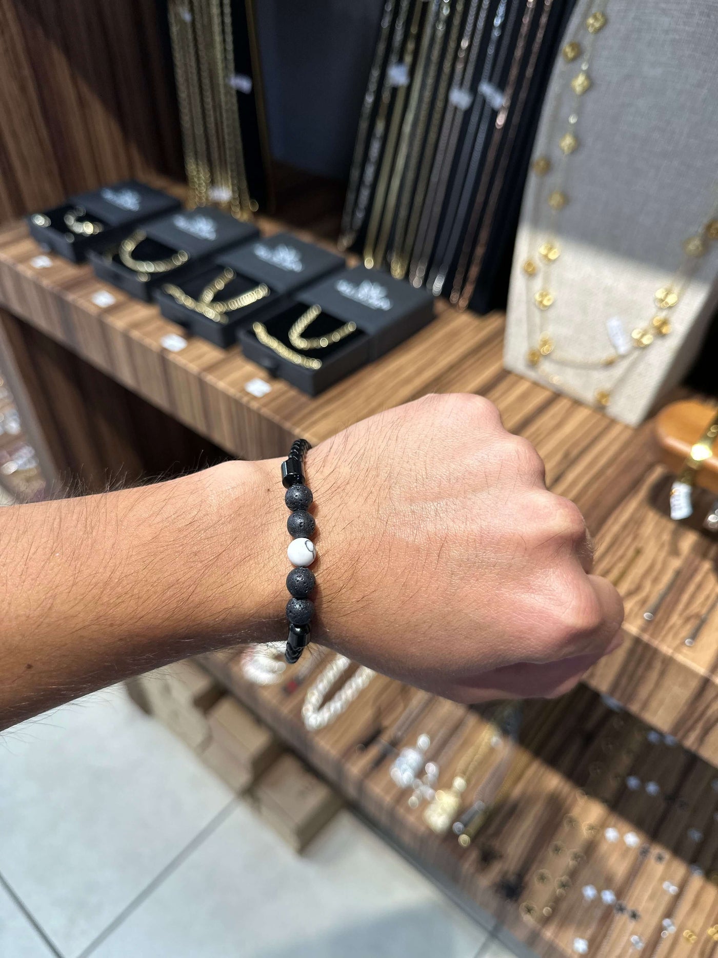 Pulsera Piedra Volcan Blanco All In Men Joyeria