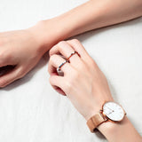 Stainless Steel White Cubic Zirconia Stone Rings Jewelry For Women Girls Trendy Office Rose Gold Finger Rings R19163