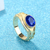 Simple and elegant men's ring plated with platinum, gold, and artificial gemstones