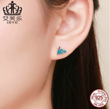 Avelle Unique Iceberg S925 Sterling Silver Stud Earrings Platinum Plated Blue Oil Drop Girls Earrings SCE475