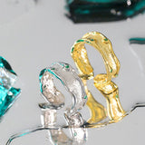 Foxanry 925 Stamp Rings New Fashion Elegant Vintage Creative Irregular Texture Green Zircon Party Jewelry for Women