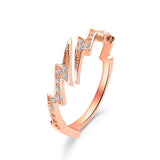 Punk Hip Hop Lightning Opening Ring For Women Fashion Rose GoldRing Accessories Creative Ladies Party Jewelry