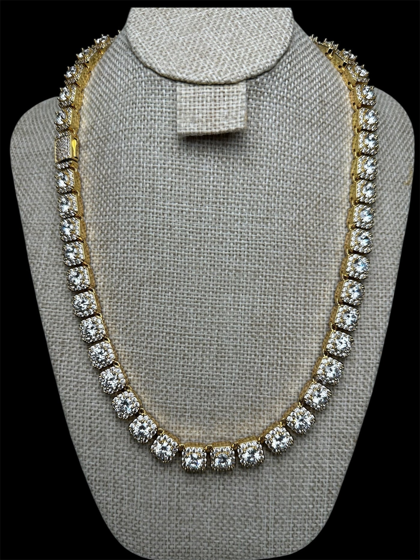 Cadena Dorada Zirconias Cuadradas All In Men Joyeria