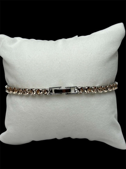 Pulsera Tenis 3 mm Crema Plata All In Men Joyeria