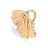 Sweet and Cool Ginkgo Leaf Ring, Female Personalized Metal Texture Alloy Leaf Ring