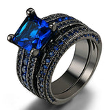 Black Gold Plated Retro Men's and Women's Ring Set with Zircon New Ring
