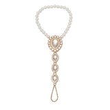 Geometric pop drop-shaped anklet Temperament pearl and diamond exaggerated gemstone anklet