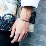 Retro Diamond Face Titanium Steel Bracelet Men's Bracelet Student All-Match Trendy Net Red Cold Style Open Bracelet