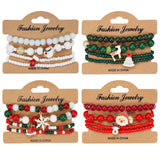 Christmas Bracelet Elastic Rope Bracelet Snowman Snowflake Christmas Tree Santa Deer Hat Pendant Bracelet Gift