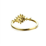 925 Sterling Silver Snowflake Ring 14k Gold Plating Simple Gold Silver color Women Engagement Wedding Ring Gift