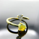 S925 Sterling Silver Australian Gem Open Ring European And American Simple Inlaid Zircon Women's Ring