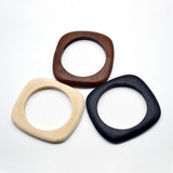 Thick Square Round Wood Bangles Fashion Women Vintage Designer Bracelet Jewelry Gift