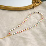 ASHIQI 7-8mm Natural Freshwater Baroque Pearl Necklace Fashion Colorful Beads Jewelry for Girls Gift
