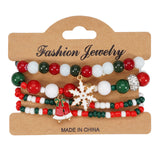 Christmas Bracelet Elastic Rope Bracelet Snowman Snowflake Christmas Tree Santa Deer Hat Pendant Bracelet Gift