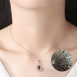 Sunflower Projection Necklace for Women in 100 Languages 520 Flower Projection Pendant Clavicle Chain Neck Chain