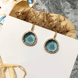 Triangle eight color colored stone earrings