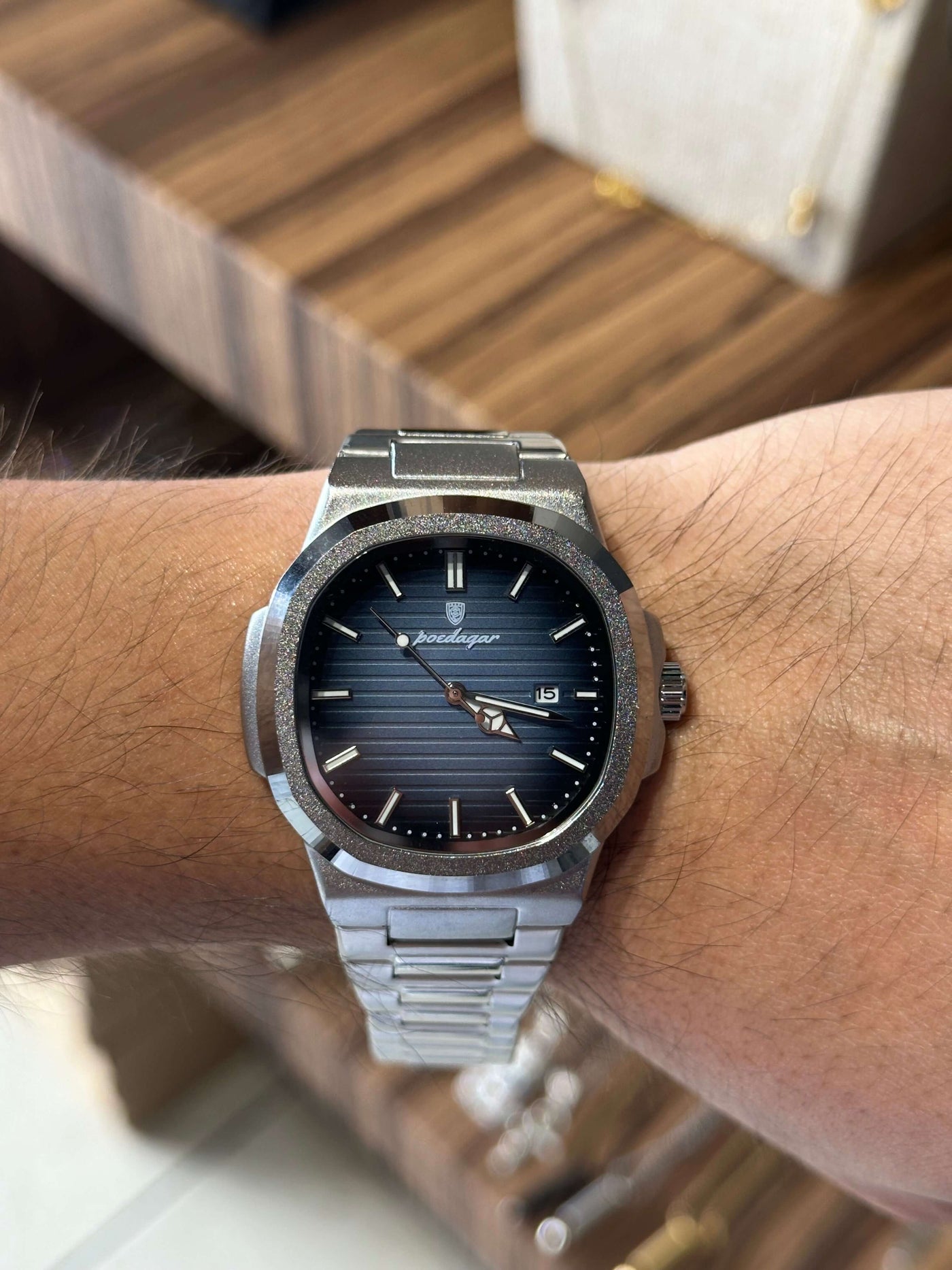 Reloj Plata Fondo Azul All In Men Joyeria