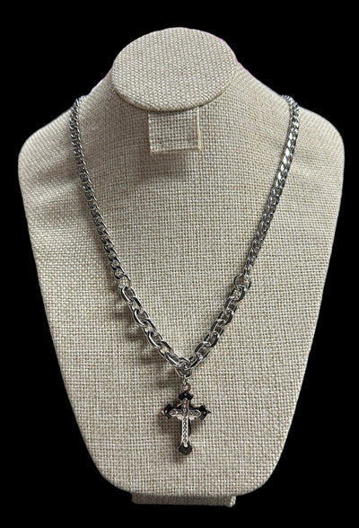 Cadena Cubana Plata con Cruz Zirconias All In Men Joyeria