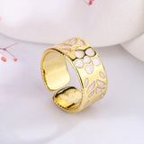 Foxanry 925 Stamp Wide Rings for Women INS Fashion Elegant Sweet Creative Flowers Design Party Jewelry Birthday Gifts