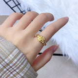 Foxanry Ins Fashion 925 Stamp Finger Rings for Women Couples France Gold Plated Elegant Wedding Bride Jewelry Gifts