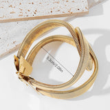 European and American exaggerated spring hollow bracelet, personalized shape, metal elastic opening, adjustable women's hand acc