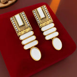 Geometric artificial pearl earrings, French retro court style earrings, fashionable and high-end