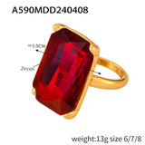 Diamond inlaid geometric ring women's textured titanium steel gold-plated index finger ring