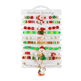 Style Christmas Bracelet Set with Soft Clay Crystal Santa Claus Pendant and Letter Beads, 10-Piece Pack for Wholesale