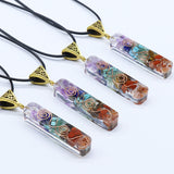 Colorful Gravel Necklace Resin Glue Wrapped Natural Stone Pendant