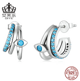 EIFFIE Sterling Silver S925 Devil's Eye Multi-Circle Earrings Simple Turquoise Eye Earrings BSE571