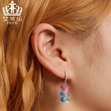 Avelle Fashion Fantasy Sterling Silver s925 Candy Bear Ear Buckle Color Resin Zircon Animal Earrings