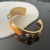 New light luxury antique style retro natural stone open metal bracelet with fashionable temperament and versatile gold bracelet