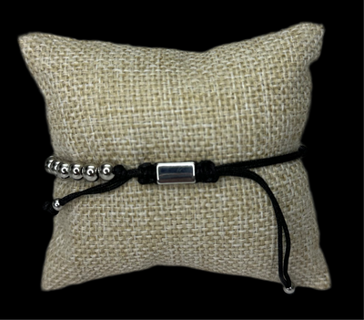 Pulsera Perlas Plata Cruz Acero Inoxidable All In Men Joyeria