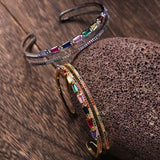 Double layer hollowed out opening inlaid with colored zirconium bracelet