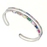 Double layer hollowed out opening inlaid with colored zirconium bracelet