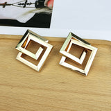 New Trendy Fashion Cool Air Alloy Texture Japanese And Korean Simple Personality Geometric Figure Punk Earrings