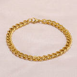 Cuban Men's Necklace Bracelet Female Gold Electroplated Titanium Steel Thick Chain Necklace Male