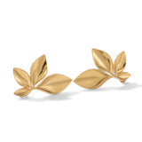 Titanium steel earrings, fashionable leaf petals, stainless steel earrings, genuine gold plated earrings