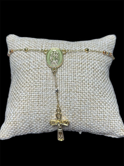 Pulsera Rosario Cruz 3 mm Oro Laminado 18 K All In Men Joyeria
