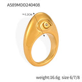 Diamond inlaid geometric ring women's textured titanium steel gold-plated index finger ring