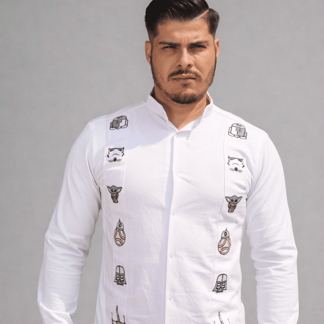 Camisa Guayabera Galáctica Manga Larga LeMaan Tienda de Moda Artesanal