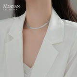 Modian New Exquisite Lace Style Short Necklace Chain Pure 925 Sterling Silver Choker Necklaces For Women Party Jewelry Gift
