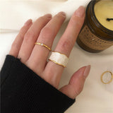 925 Sterling Silver French Vintage Inlaid Gold Rim Irregular Smooth Ring High Quality Handmade Romantic Fashion Couple