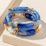 New Chinese style natural freshwater pearl acrylic bracelet set of three pieces