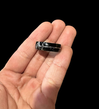 Anillo Negro Redondo Cruz Plata All In Men Joyeria