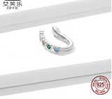 Fashion Original Ear Clip Single Rainbow Love Sterling Silver S925 Earrings Heart Shaped Zircon Single Stud Earrings