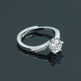 Light Luxury Niche Fashion Moissanite Diamond One-Carat Zircon Diamond Ring Open Six-Prong Ring Female Ring