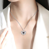 Heart shaped diamond projection in 100 languages, I love you necklace, fashionable, luxurious, high-end, collarbone chain